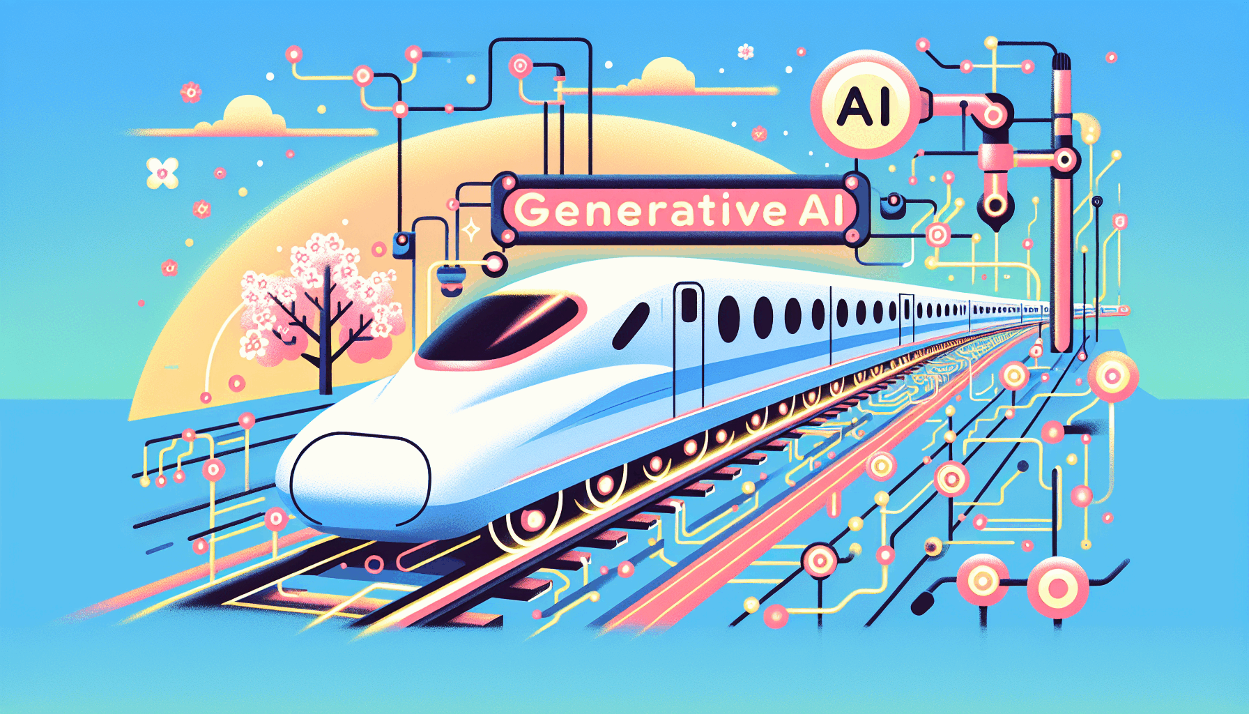 Illustration of the Japanese government being eager to get on the AI hype train.
